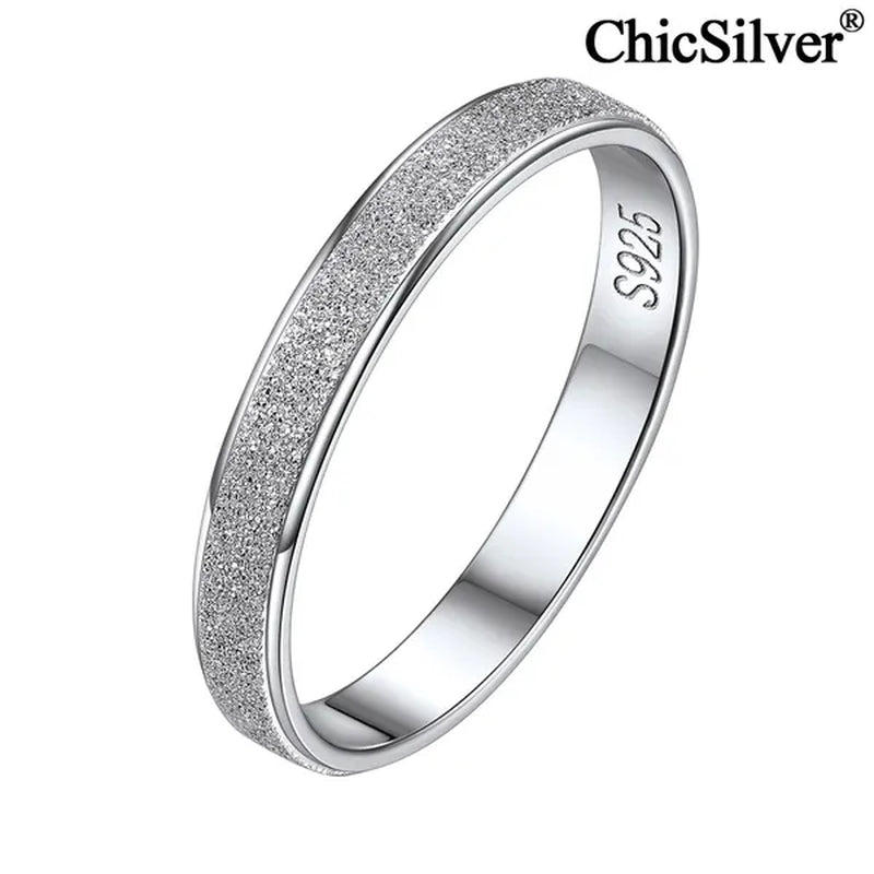 Chicsilver 925 Sterling Silver Rings Skinny Sandblast Finish Resistant Comfort Fit Wedding Band 3Mm Ring Size 4-12 - WORLD TIME VISITS