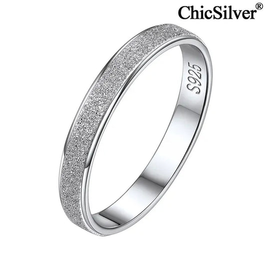 Chicsilver 925 Sterling Silver Rings Skinny Sandblast Finish Resistant Comfort Fit Wedding Band 3Mm Ring Size 4-12 - WORLD TIME VISITS