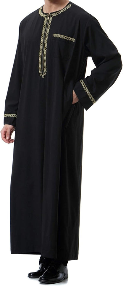 Islamic Mens Clothing Kaftan Maxi-Muslim Male Shirt Long Sleeve Abaya Dubai Cotton…