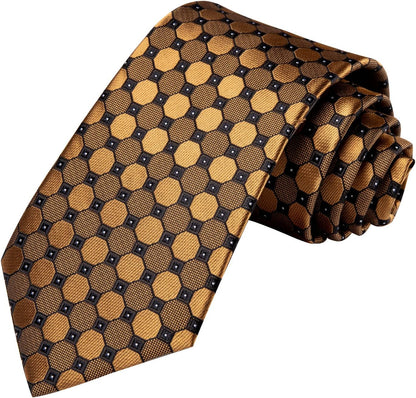 Men Ties Sets Silk Stripe Paisley Necktie Pocket Square Cufflinks for Business Wedding