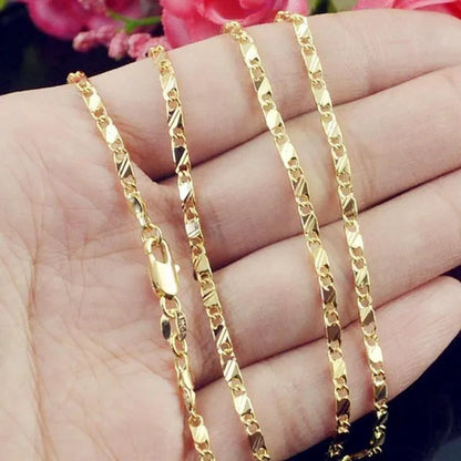 New Fashion Luxury Exquisite Men and Women Fashion Solid  Chain Necklace 2mm Wide and Thin Necklace Bridal Wedding Engagement High Jewelry Size: 16-30 Inches