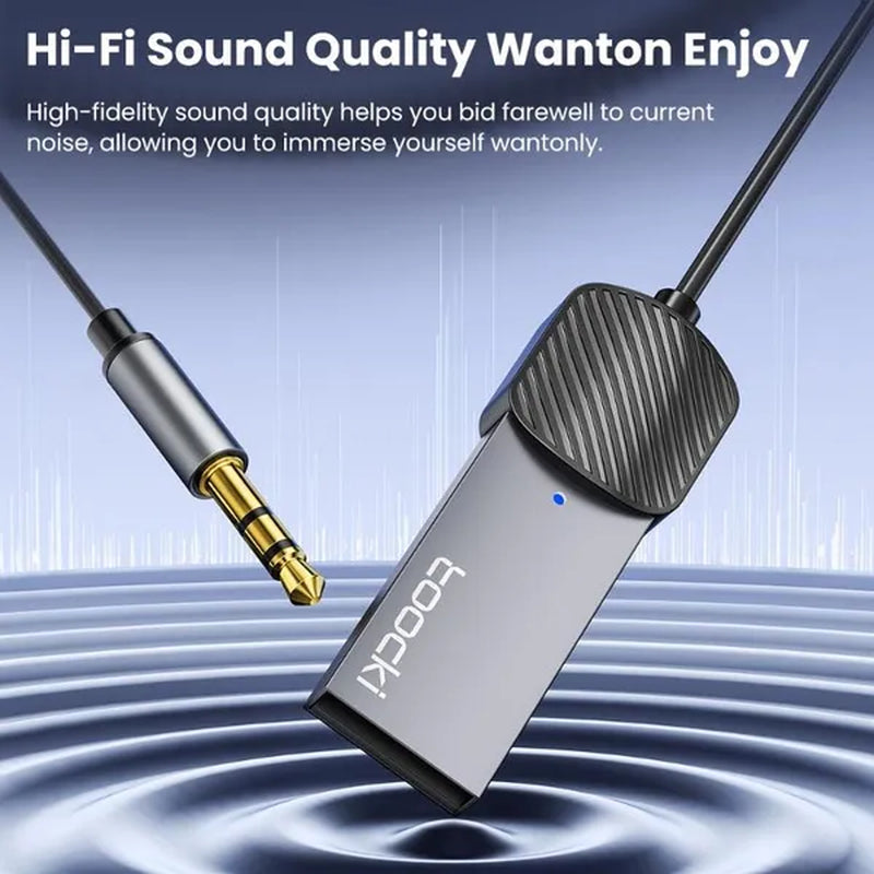 Toocki USB Bluetooth 5.0 Aux Adapter Wireless Car Receiver 3.5Mm Jack Audio Handsfree for Car Kit Speaker Transmitter