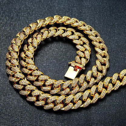 Men's Hip Hop Miami Necklace 24K Gold Plated 925 Silver 1/2PCS Necklace Bracelet Ice Sparkling Diamond Jewelry Cuban Link Chain 8/20/24/28inch