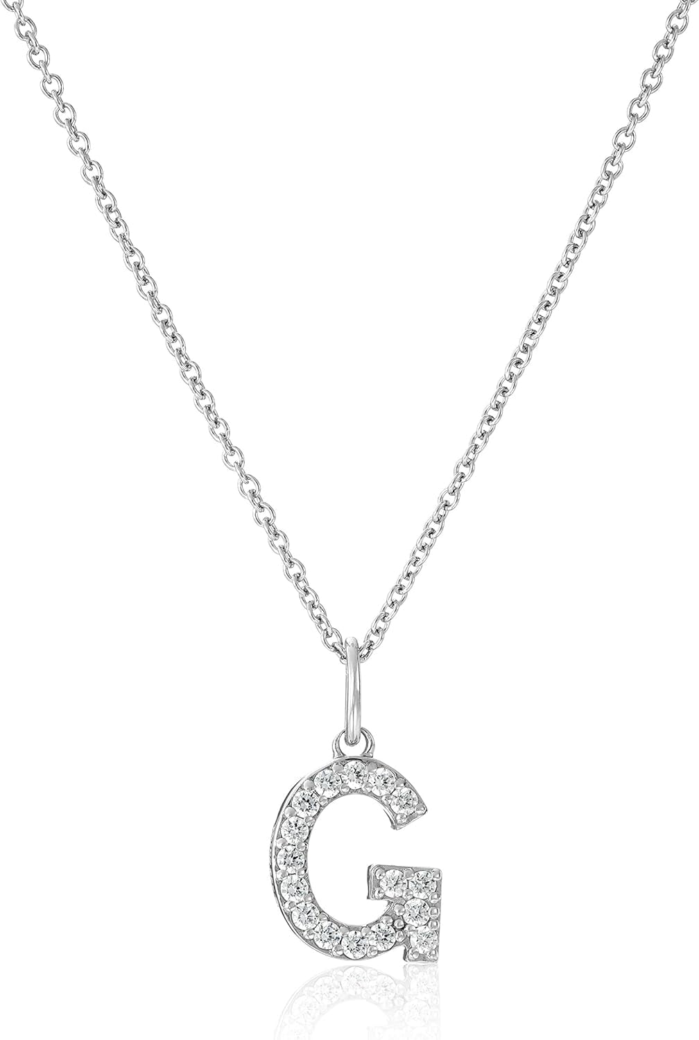 Platinum Plated Sterling Silver Infinite Elements Cubic Zirconia Initial Pendant Necklace, (Previously Amazon Collection) - WORLD TIME VISITS