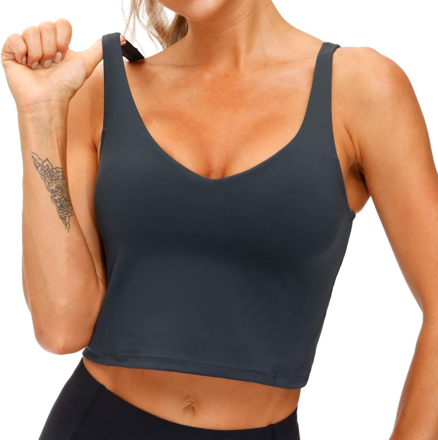 Womens' Sports Bra Longline Wirefree Padded with Medium Support - WORLD TIME VISITS