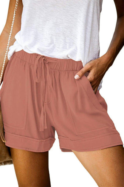 Womens Casual Shorts Comfy Elastic Waist Pocketed Short Pants Drawstring Lightweight Summer Shorts - WORLD TIME VISITS