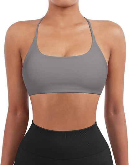 Women 2 Piece Open Back Sports Bra Pack Strappy Workout Gym Yoga Crops