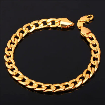 Men Cuban Link Bracelet 18K Stamp Platinum/Rose Gold/Yellow Gold Plated Curb Chain Bracelets