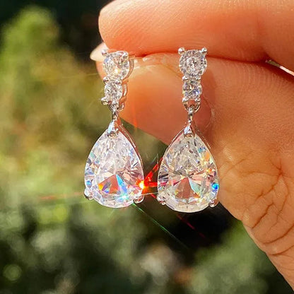 Exquisite Waterdrop Amethyst Drop Earrings for Women Engagement Wedding Jewelry Lover Birthday Gift