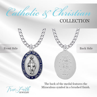 Miraculous Medal with Black Enamel Border, 7/8 Inch