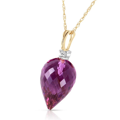 14K 16" Yellow Gold Necklace with Diamond and Briolette Amethyst