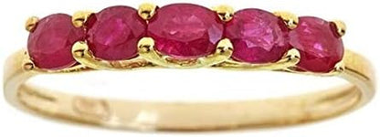 10K Yellow Gold Mozambique Genuine Ruby Ring for Women | Ethically, Authentically & Organically Sourced (Oval-Cut) Shaped Ruby Hand-Crafted Jewelry for Her