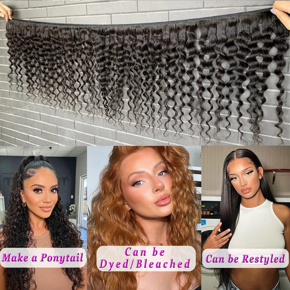 Water Wave Bundles 18 20 22 Inch Wet and Wavy Human Hair Weave Bundles 10A Brazilian Virgin Water Wave Hair 3 Bundles Human Hair Extensions for Black Women Natural Color