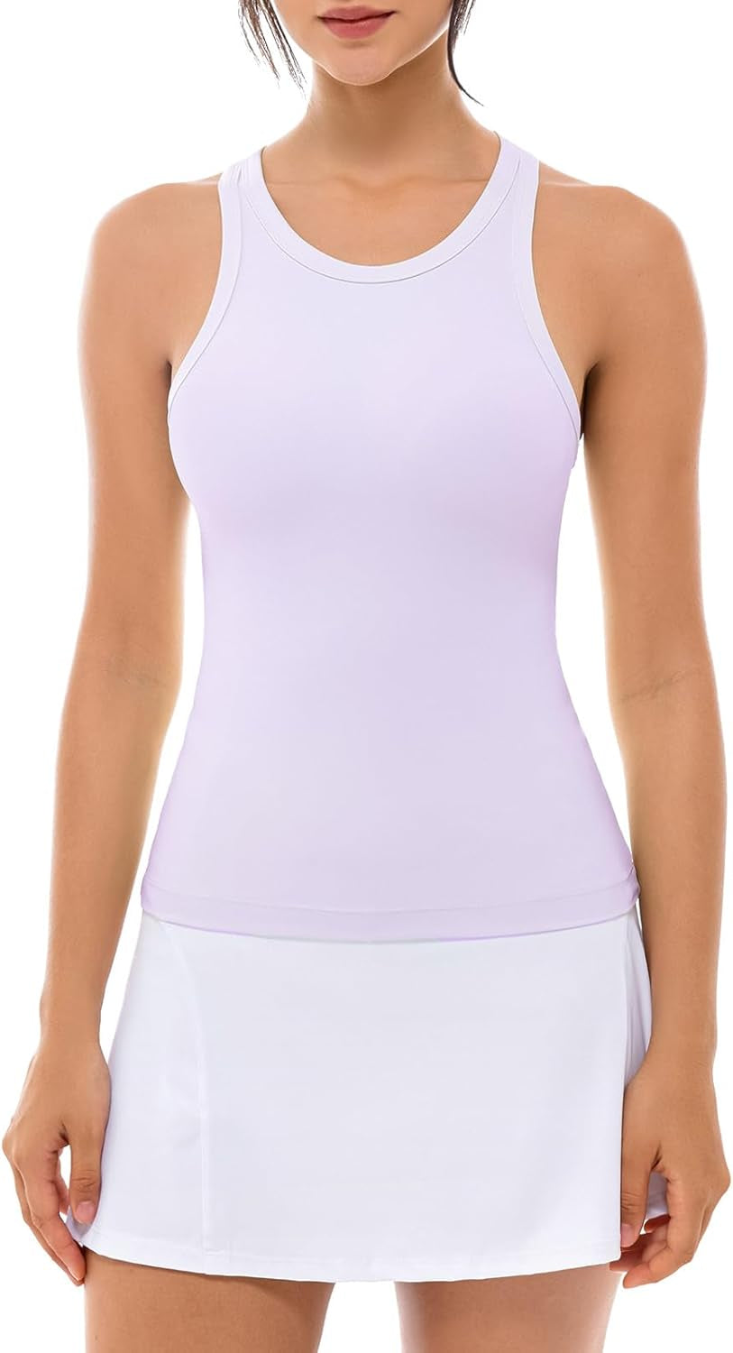 Women'S Racerback Workout Top - Crew Neck Active Running Yoga Tank Tops - WORLD TIME VISITS