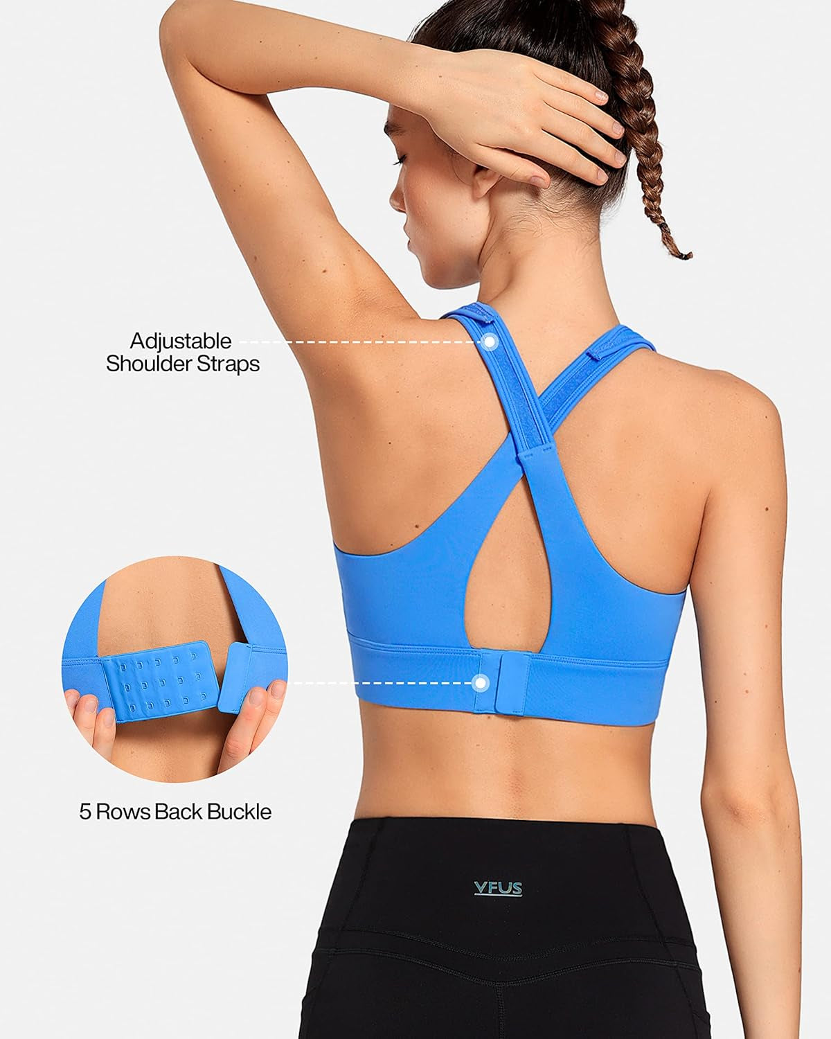Zip Front Adjustable High Impact Sports Bras for Women Premium Quality Full Coverage Workout Running Removable Pads