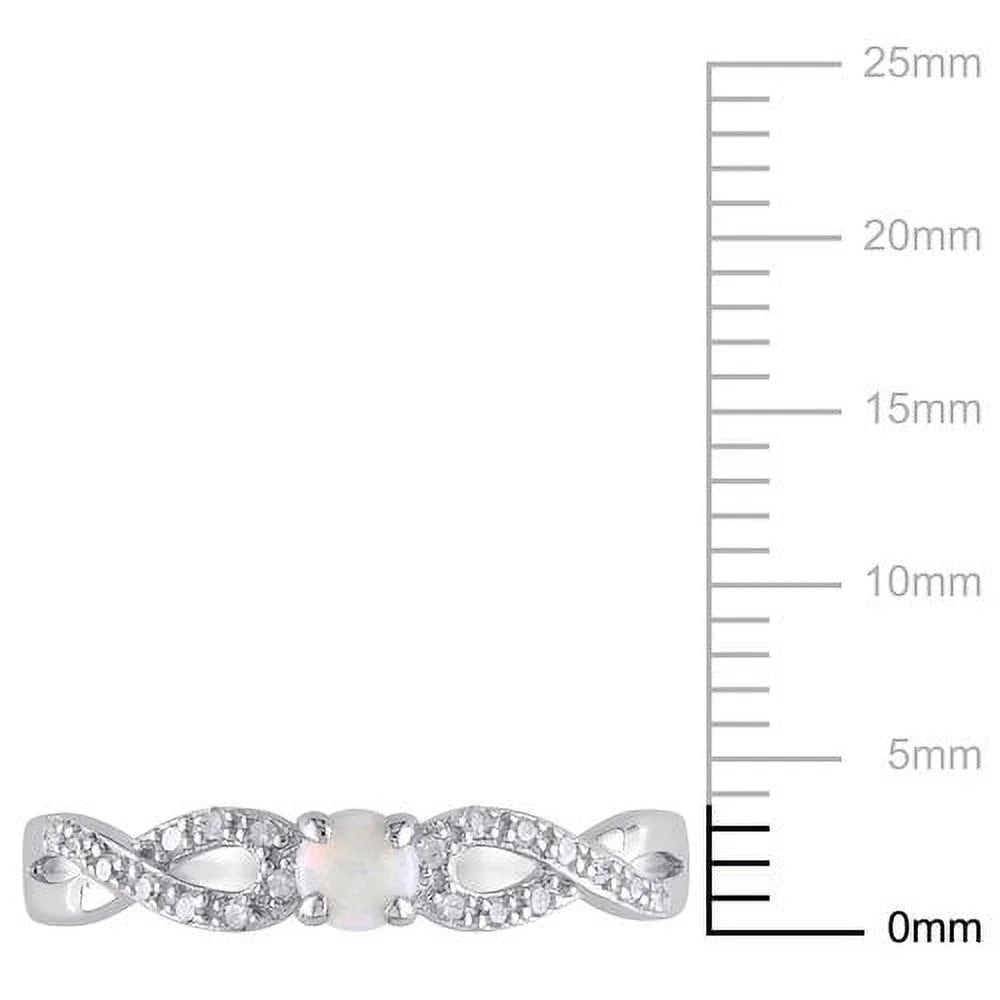 Women'S 1/10 CT Opal 1/10 CT T.W. Diamond Sterling Silver Infinity Symbol Anniversary Ring