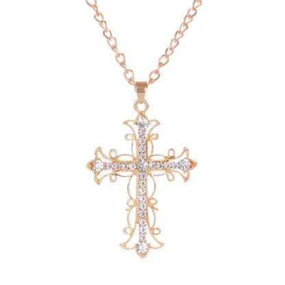 Cross Necklace Crystal Diamond Gold Christ Sweater Chain Neckalces for Women Ffashion Jewelry Accessories