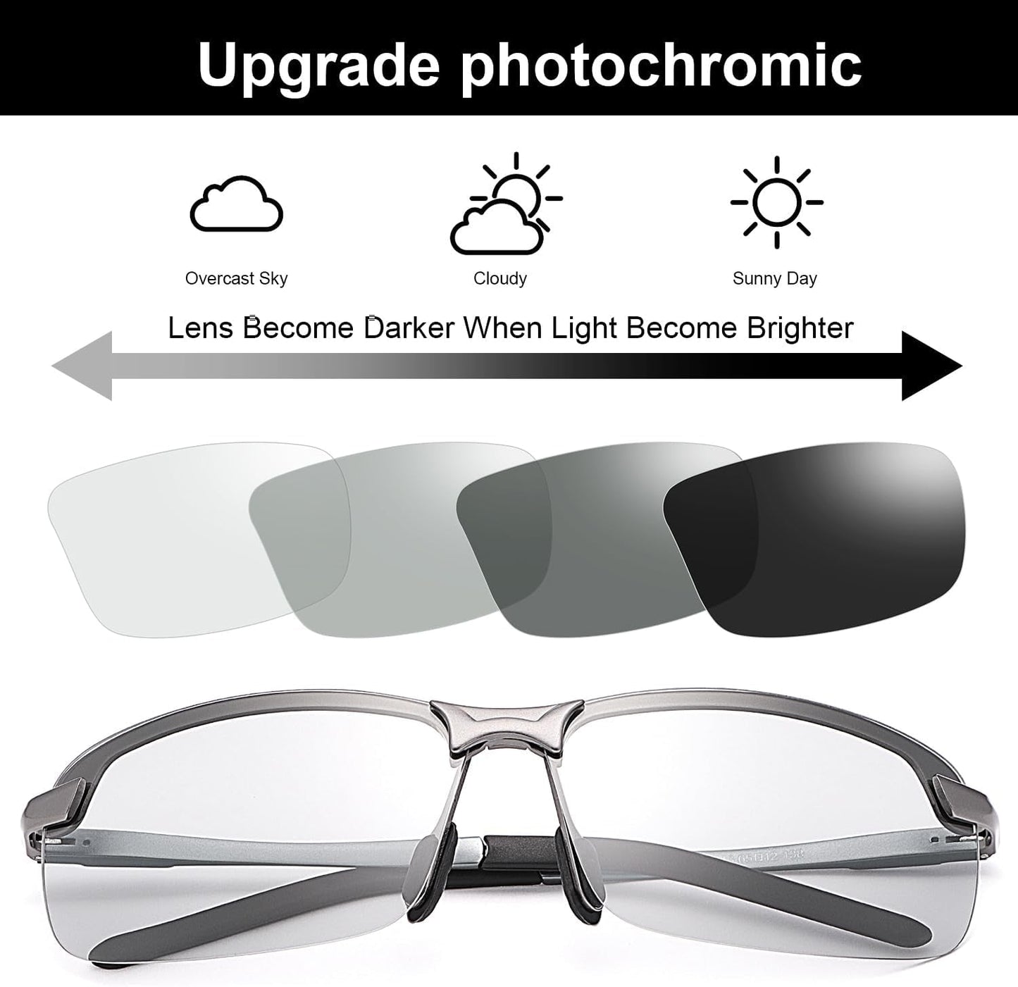 Polarized Photochromic Driving Z87 Sunglasses for Men Women Day and Night Safety Glasses