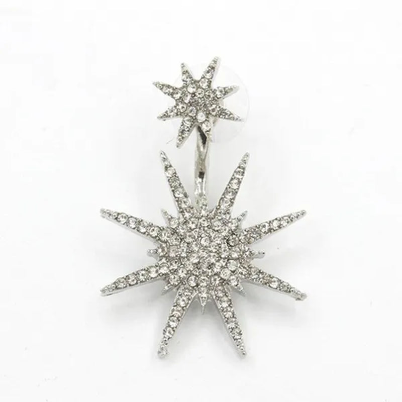 Sparkling Hexagram Snowflake White Sapphire Fission Stud Earrings Charms Bride Jewelry Christmas Gifts
