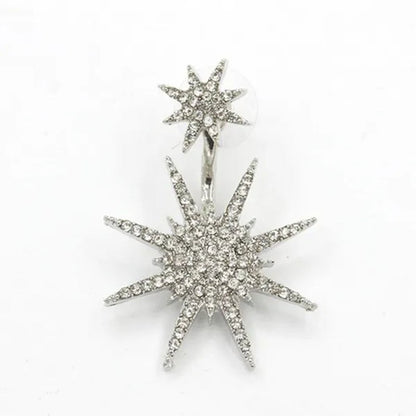 Sparkling Hexagram Snowflake White Sapphire Fission Stud Earrings Charms Bride Jewelry Christmas Gifts