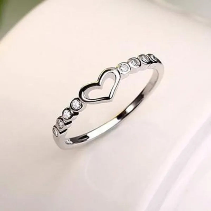 Love Ring 925 Sterling Silver Blue Sapphire Ring  Gemstone Heart Ring Women's Fashion Rings