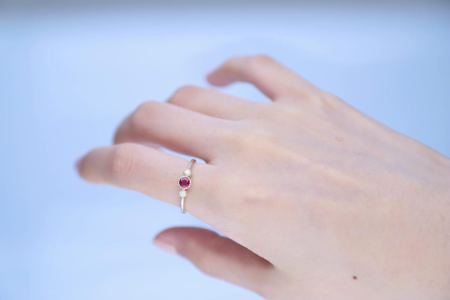 10K Yellow Gold Mozambique Ruby & Diamond Ring for Women - Ethically Sourced, Halo Setting, 0.33 Carat Ruby, 0.14 Carat Diamonds