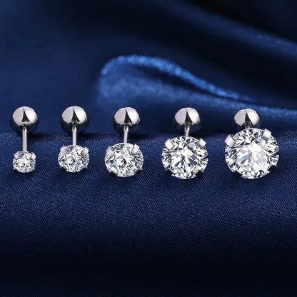 5 Pairs/Set Stainless Steel Mens Womens Stud Earrings Set round Cubic Zirconia Flat Back Earrings Piercing Ear Cartilage Hypoallergenic Men'S Earrings 3-7Mm