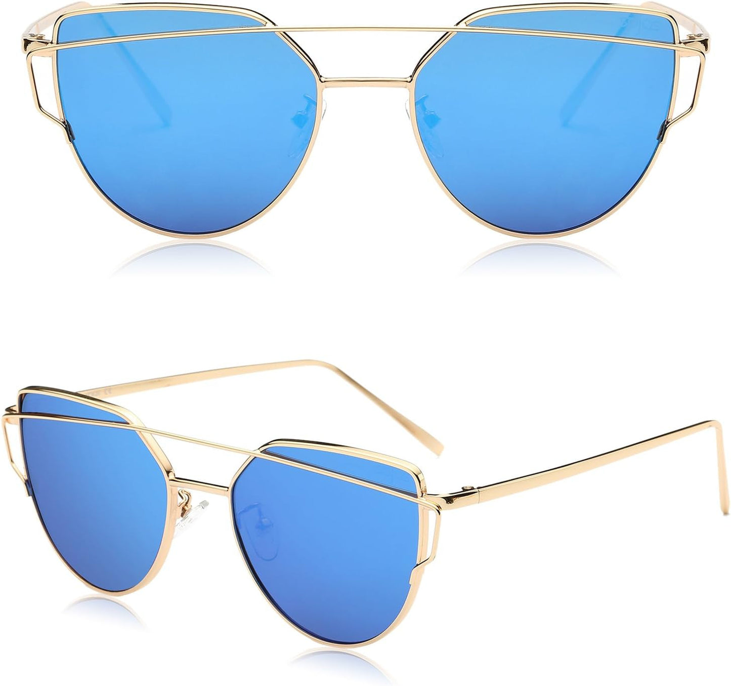 Cat Eye Sunglasses for Women Fashion Designer Style Mirrored Lenses