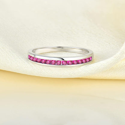 Stackable Rings 925 Sterling Silver Halo Birthstone Eternity Bands Jewelry for Women