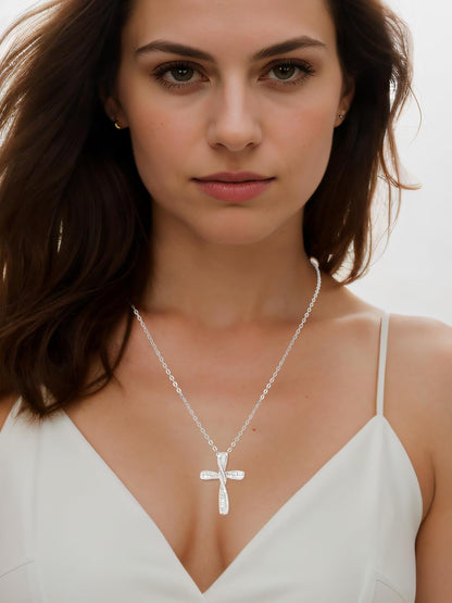Cross Necklace for Women, 925 Sterling Silver Cross Necklaces, White Gold Cross Pendants,Cubic Zirconia Infinity Loop Cross Pendant Necklace