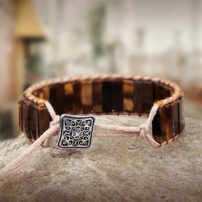 Bohemian Bracelet Tube Natural Emperor Stone Beaded Leather Wrap Chakra Bangles&Bracelets Couples Jewelry the Best Friend Gifts