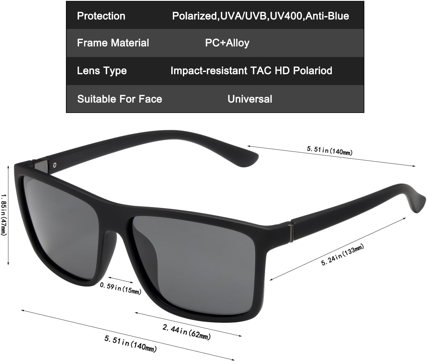 Men'S Sports Polarized Sunglasses Square Frame Glasses NP1007