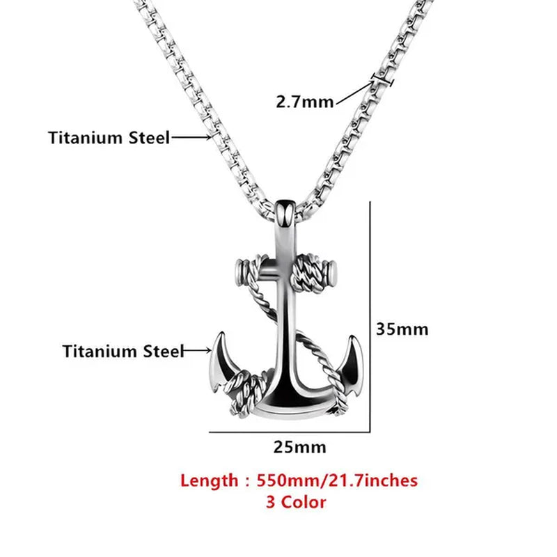 Tone Anchor Pendant Necklace Silver Plated Infinity Jewelry Anchor Men Fashion Design Simple Anchor