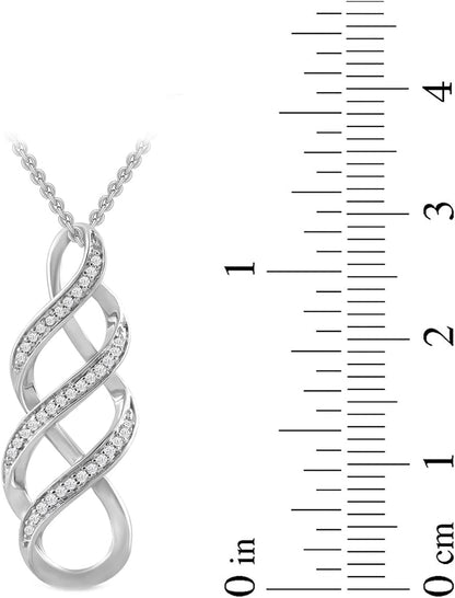 Women'S Sterling Silver Diamond Twist Pendant Necklace (1/10 Cttw), 18" (Previously Amazon Collection)