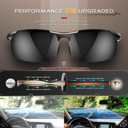 Men'S Fashion Driving Polarized Sunglasses for Men - Al-Mg Metal Ultralight Frame
