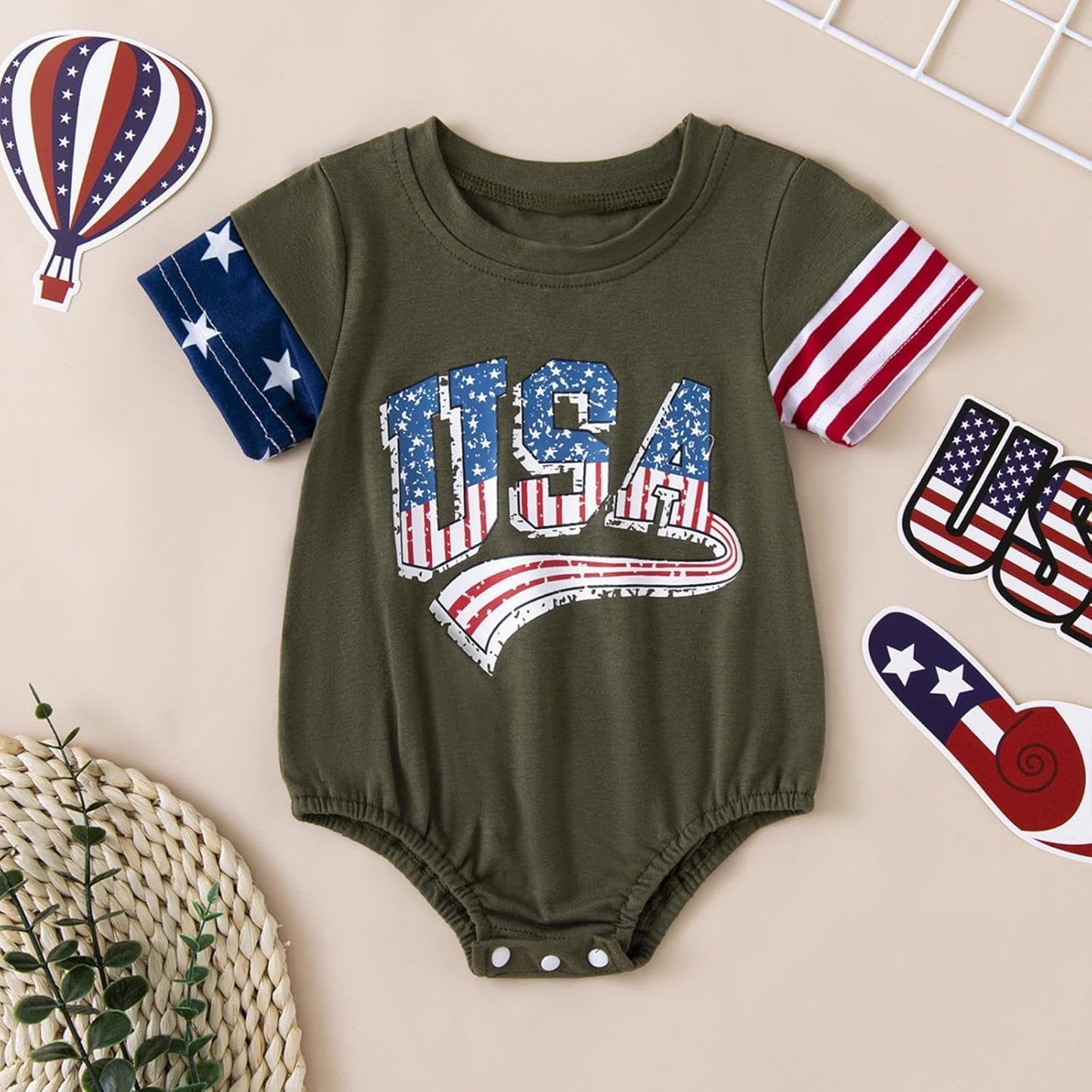 4Th of July Baby Boy Girl Outfit Newborn Infant Oversize Bubble Romper 4Th of July Baby Boy Girl - WORLD TIME VISITS