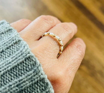 Gold Fill Cultured Freshwater Pearl Eternity Ring Also in Sterling Silver