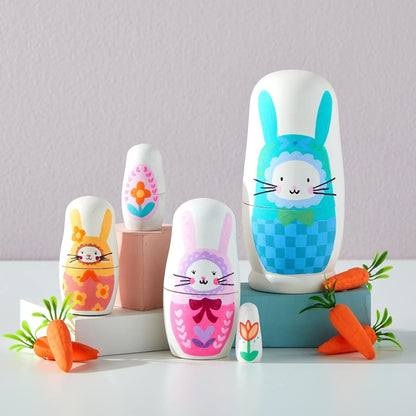 5 Piece Set of Unpainted Blank Russian Nesting Dolls for DIY Crafts, Art Projects