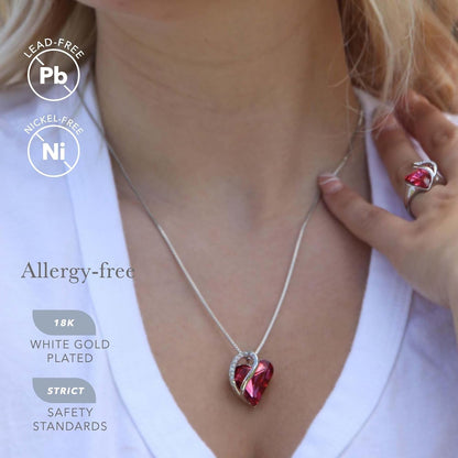 Gift Necklaces for Women, Infinity Love Heart Pendant with Birthstone Crystals, Silver Plated 18 plus 2 Inch Chain, Birthday Jewelry for Wife