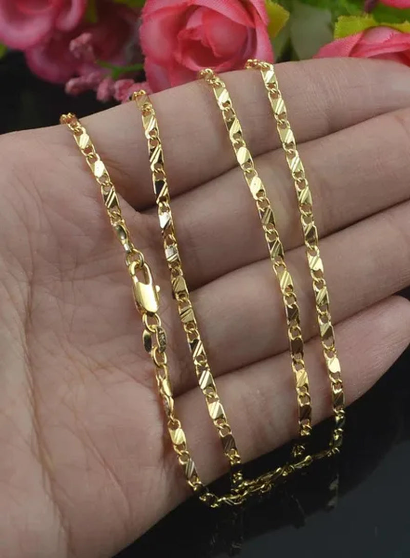 New Fashion Luxury Exquisite Men and Women Fashion Solid  Chain Necklace 2mm Wide and Thin Necklace Bridal Wedding Engagement High Jewelry Size: 16-30 Inches