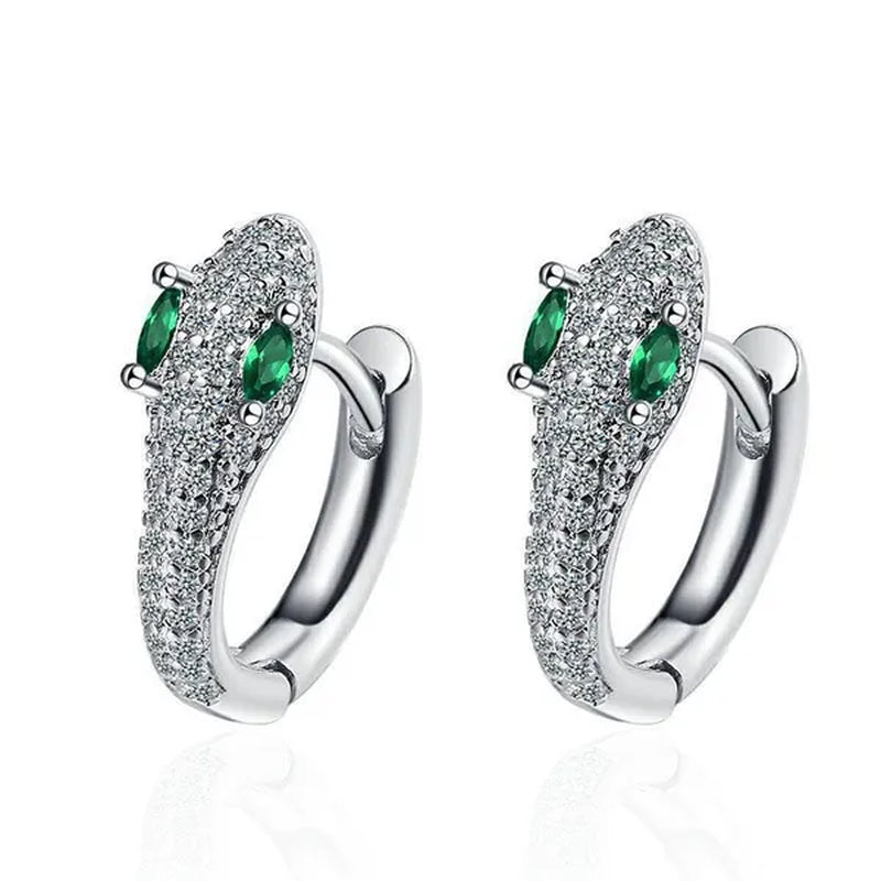 Creative Design Snake Earrings Plated Cubic Zirconia Hoop Earrings for Women Daily Causal Fashion Earrings Jewelry Gift