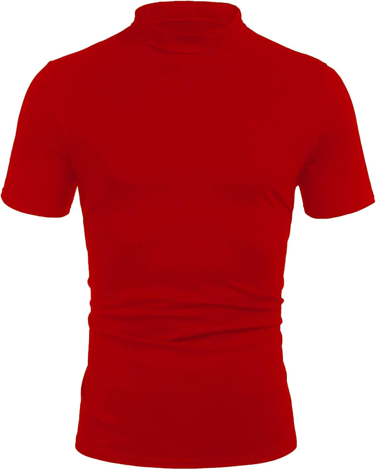 Mens Casual Turtleneck Mock Neck T Shirt Slim Fit Short Sleeve Summer Basic Tops