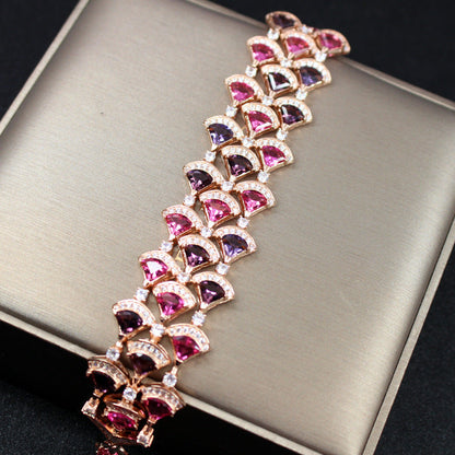 European and American Cross-Border Accessories Color Treasure Fan-Shaped Bracelet