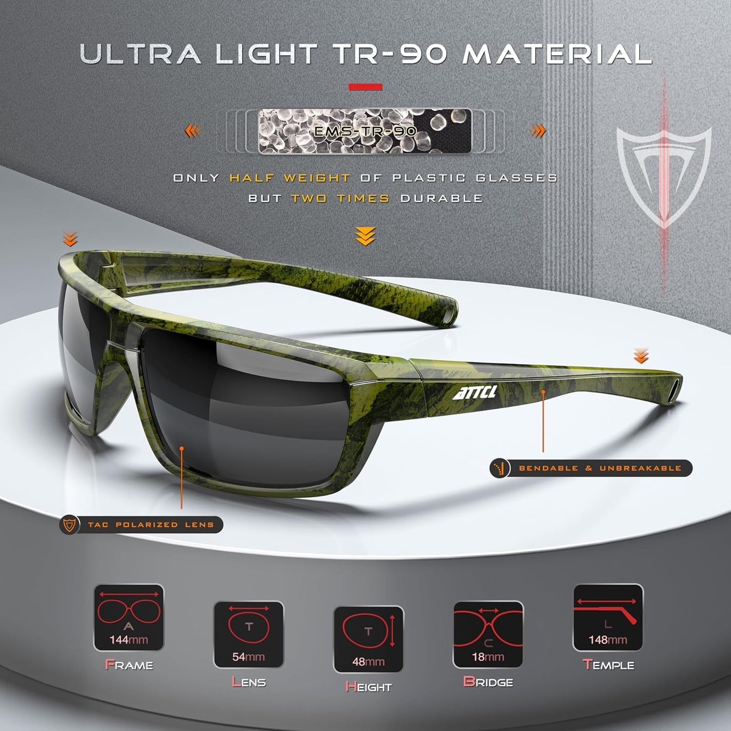 Polarized Wrap Sunglasses for Men - Fishing Sports Glasses UV Protection