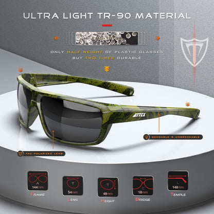 Polarized Wrap Sunglasses for Men - Fishing Sports Glasses UV Protection