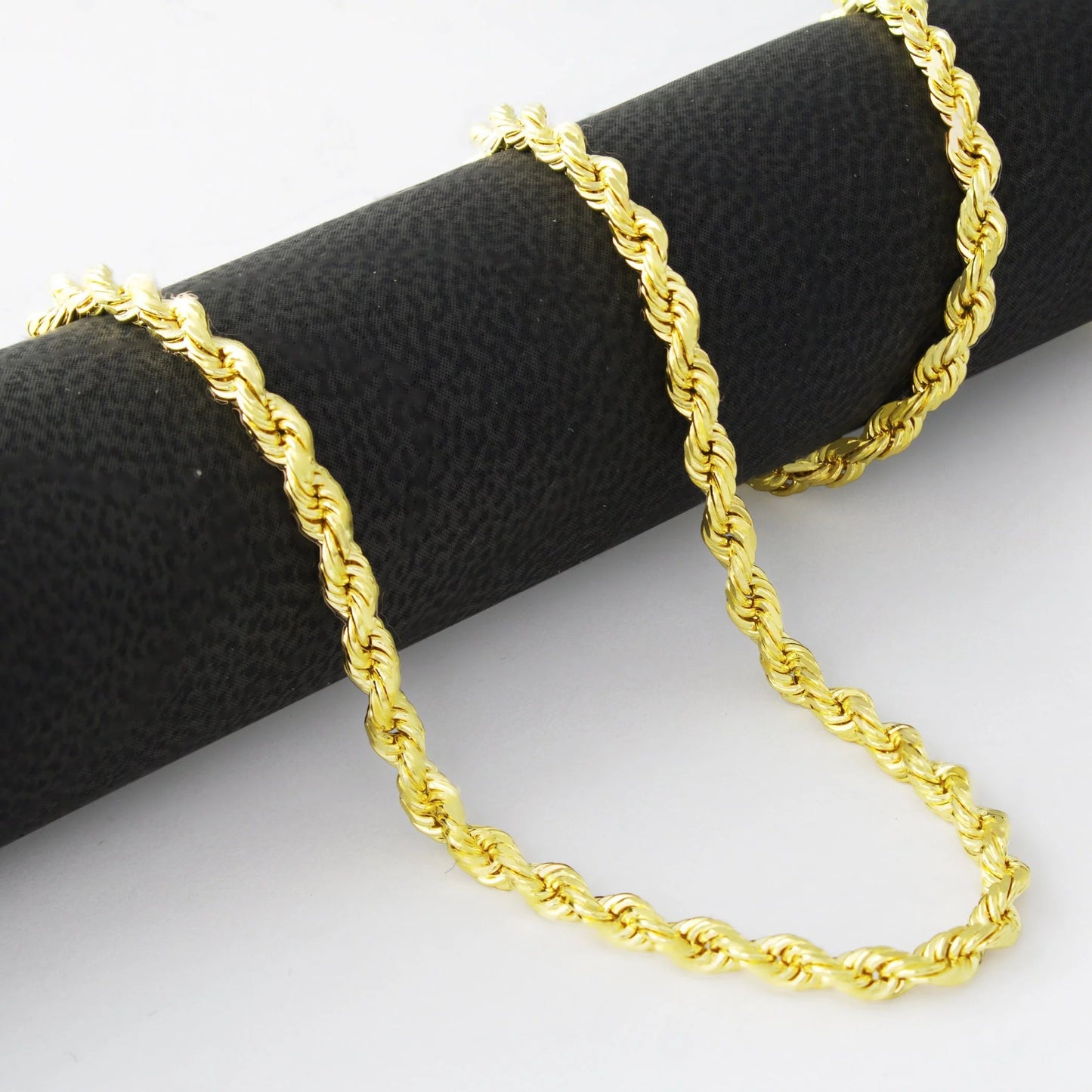 10K Yellow Gold 3Mm Diamond Cut Rope Chain Lightweight Necklace, Mens Womens Jewelry 16" - 30"