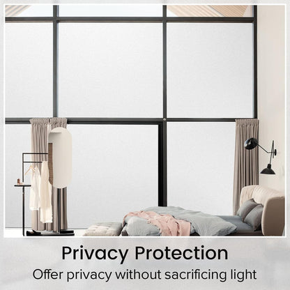 Window Privacy Film, Non-Adhesive Frosted Glass Window Film for Bathroom, Static Cling Heat Blocking Stickers for Home Indoor Opaque Frosting Coverings House Tint, Matte White 17.5" X 78.7" - WORLD TIME VISITS