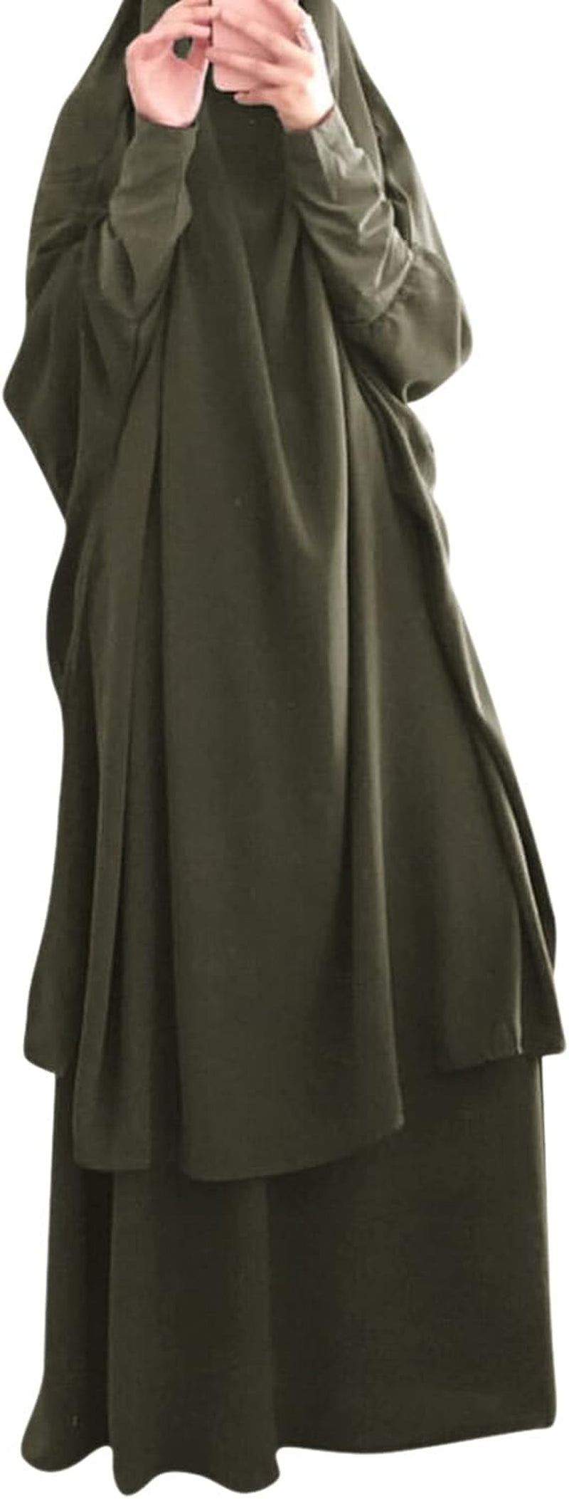 Women'S Muslim Prayer Dress Hijab Scarf Eid Prayer Jilbab Khimar Niqab Burka Abaya Maxi Islamic Arabian Modest Cardi Robe