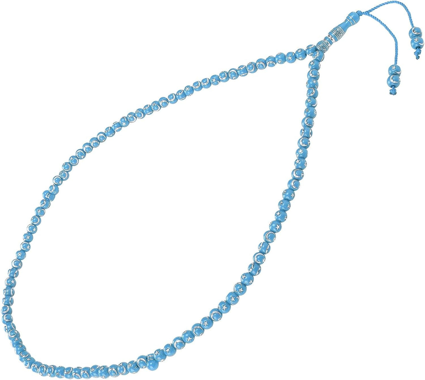 Islamic Prayer Beads, Muslim Rosary Beads 99 Grains Resin Gilding Religious Article Islam Prayer Rosary Beads Islamic[Blue] Necklaces