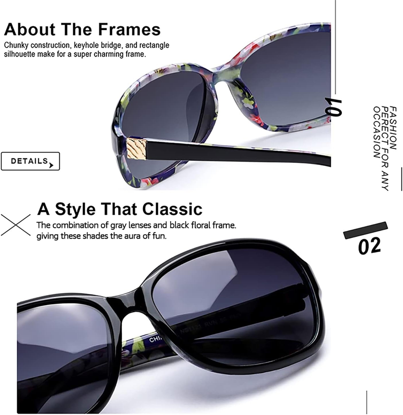 Small Wrap Sunglasses for Women | Lightweight Square Frame with 100% UV400 | Polarized Shade for Womens